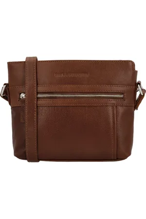 Hide & Stitches Mississippi Crossbody Schoudertasje - Ritsvakken - Trendy Schoudertas - - 100% Leer