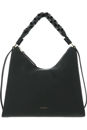 Coccinelle Leren Schoudertas Boheme Grana Double Shoulder Bag Donkergroen