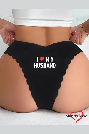 Merkloos I Love My Husband strings - naadloos ondergoed dames - sexy dames slipje - invisible string - string vrouwen erotiek