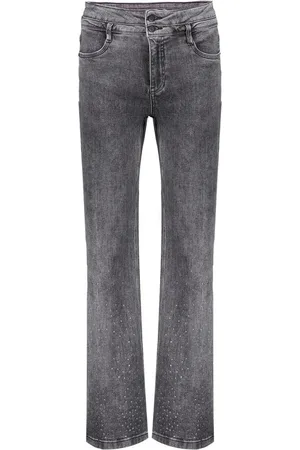 Geisha Jeans Wide Jeans Met Strass Steentjes 41800 10 805 Grey Denim Dames