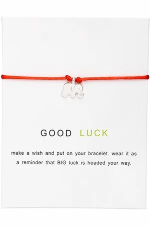 Bixorp Luck Dames Armband met Zilveren Olifant aan Rood Bandje - "Good Luck" - 18cm - Cadeau voor Vrouw - Zilverkleurig\