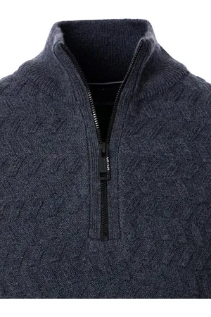 Casa Moda Trui Met Motief Lamswol Opstaande Kraag - M