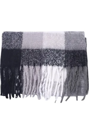 DIelay Zachte Sjaal - Ruit en Franjes - 180x70 cm - en Zwart
