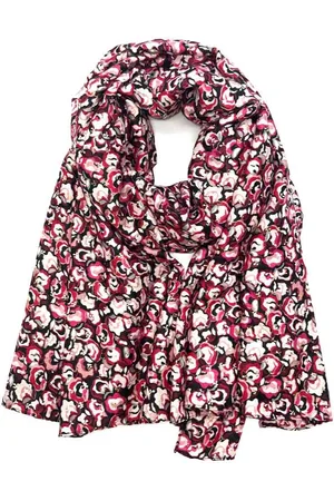 Merkloos Lange warme dames sjaal Britt gebloemd motief roze wit zwart grijs rood paars goud