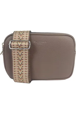 Flora & CO Flora&Co - Paris - Crossbody handtas - 3 vakken met rits - instelbare riem - donker taupe