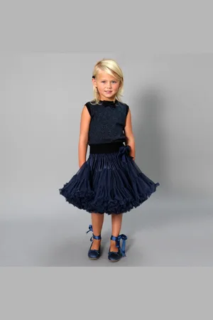 Angels Face Chiffon Petticoat - Rok - Midnight Blue - Navy - XLarge (10-12y) 140-152 en Dames 38-40