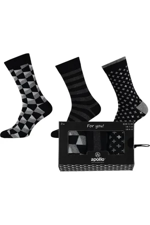 Apollo Giftbox sokken met all-over-print - set van 6 zwart