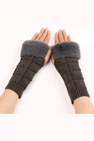 Merkloos 1 paar dames winter warme mouwen, gebreide wanten, lange stretch handschoenen voor dames, herfst en winter dames gebreide halve vinger warme mouwen