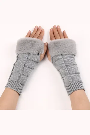 Merkloos 1 paar dames winter warme mouwen, gebreide wanten, lange stretch handschoenen voor dames, herfst en winter dames gebreide halve vinger warme mouwen