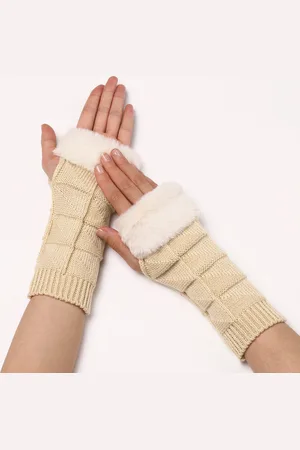 Merkloos 1 paar dames winter warme mouwen, gebreide wanten, lange stretch handschoenen voor dames, herfst en winter dames gebreide halve vinger warme mouwen