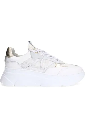 Sacha Dames - Witte leren sneakers met metallic details