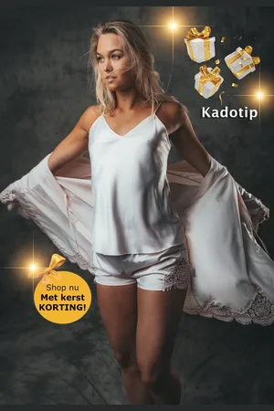 Merkloos Satijnen dames pyjama - 2-delige pyjamaset - - superzacht mat satijn - maat L - comfort en stijl