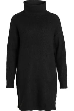 VILA Trui Vicilia Rollneck L/s Knit Tunic-noo 14074330 Black Dames