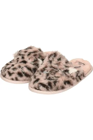 Apollo Instap sloffen/pantoffels - luipaard print - maat 35-36 - kinderen - meisjes slippers