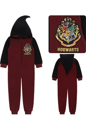 Harry Potter Jongenspyjama/-pak uit één stuk, zwart, bordeaux, met capuchon, onesie