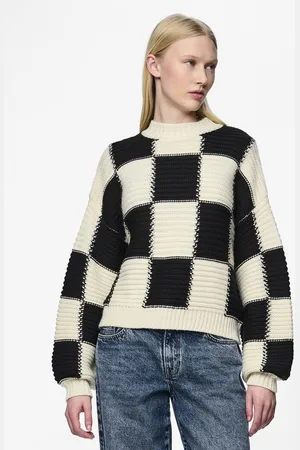 Pieces® Trui Pcnamie Ls Oneck Knit Bc 17151160 Egret/black Dames