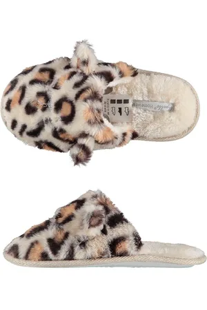 Apollo Instap sloffen/pantoffels - luipaard print - maat 33-34 - kinderen - meisjes slippers