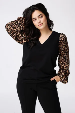 MS Mode Top Top met dierenprint mouwen
