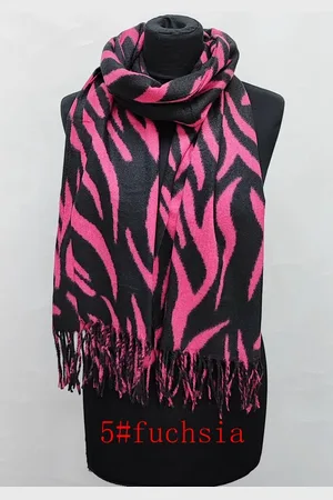 Merkloos Dames warme sjaal met print herfst/winter SQ24-6 180x68CM Fuchsia