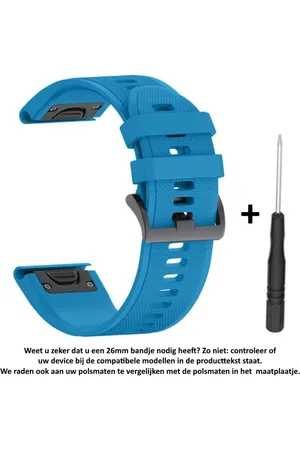Merkloos Licht Blauw Siliconen sporthorloge bandje 26mm Quickfit Compatibel geschikt voor Garmin Fenix 3 / 3 HR / 3 Sapphire / 5X / 6X, D2, Quatix 3, Tactix, Descent MK1, Foretrex 601 en 701 –