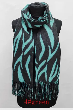 Merkloos Dames warme sjaal met print herfst/winter SQ24-6 180x68CM zwart/groen