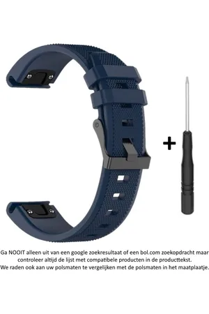 Merkloos Donker blauw Siliconen horlogebandje 26mm Quickfit Compatibel geschikt voor Garmin Fenix 3 / 3 HR / 3 Sapphire / 5X / 6X, D2, Quatix 3, Tactix, Descent MK1, Foretrex 601 en 701 – 26 mm blue smartwatch strap