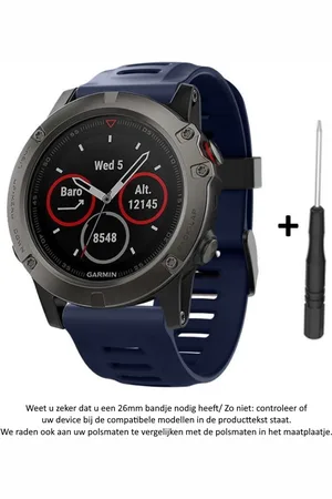 Merkloos Donker Siliconen Horlogebandje 26mm geschikt voor Garmin Fenix 3 / 3 HR / 3 Sapphire, Garmin Fenix 5x, Garmin D2 & Garmin Quatix 3 – NIET Quickfit Compatibel – 26 mm blue smartwatch strap - band