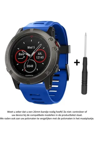Merkloos Siliconen Horlogebandje 26mm geschikt voor Garmin Fenix 3 / 3 HR / 3 Sapphire, Garmin Fenix 5x, Garmin D2 & Garmin Quatix 3 – NIET Quickfit Compatibel – 26 mm blue smartwatch strap - band