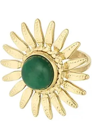 Yehwang Statement ring - bloem - groen - stainless steel - verkleurd niet - kerst - cadeau - Valentijn - Moederdag - lente - zomer