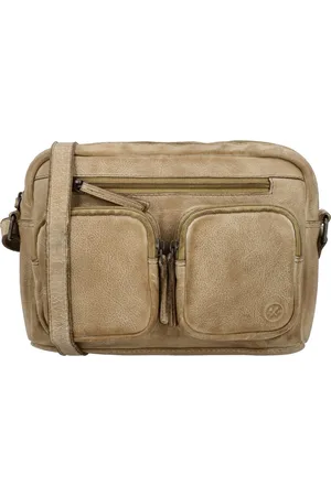Hide & Stitches Paint Rock Crossbody Schoudertas met Handige Ritsvakken - - 100% Leer