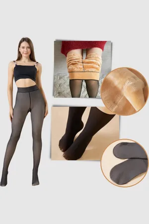 Merkloos Fleece Panty- -Thermo Panty-Anti ladder Panty- Fleece Legging-Gevoerde Panty-Doorschijnend-Warme Winter Panty