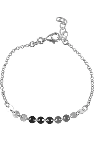 Silventi 9NBSAM-190114 Zilveren Armband - Dames - Rondjes - 4 mm Doorsnee - Jasseron - 1 mm Dik - 16,5 + 3 cm - 7 mm Dik - Rhodium