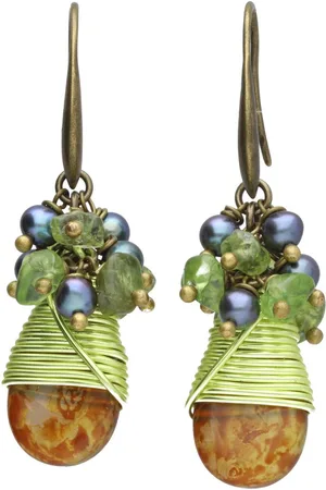 Bela Donaco Oorbellen Bohemian – Tsjechisch glas druppel – Peridot – Parels