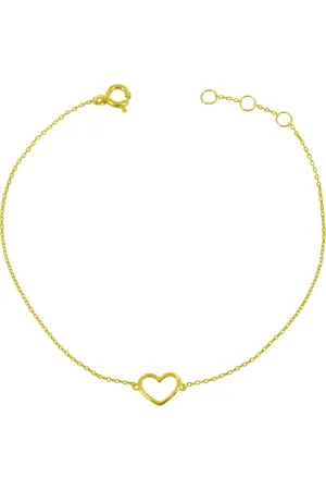 Silventi 9NBSAM-G190252 Gouden Armband - Dames - Hartje - 6,6 x 8 mm - Ankerschakel - 16 + 1 + 1 cm - 14 Karaat - Goud