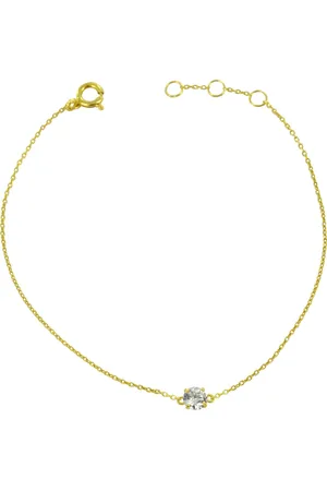Silventi 9NBSAM-G190735 Gouden Armband - Dames - Zirkonia - 4 mm Doorsnee - Ankerschakel - 16 + 1 + 1 cm - 14 Karaat - Goud