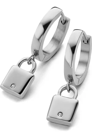 CO88 CO88 8CE-70396 Stalen Oorringen - Dames - Hanger - Hangslotje - Kristal - 16 mm Doorsnee