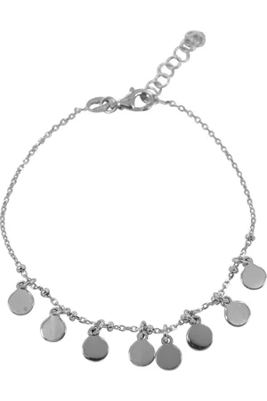 Silventi 9NBSAM-190068 Zilveren Armband - Dames - Bedeltjes - Rondjes - 5 mm - Ankerschakel - 16,5 + 3 cm - 7 mm Dik - Rhodium