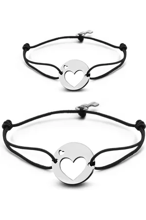 Key Moments 8KM-C00009 - Duo armband moeder & dochter met stalen open hart en sleutel - Cadeau voor haar - one-size (s en m) - zilverkleurig