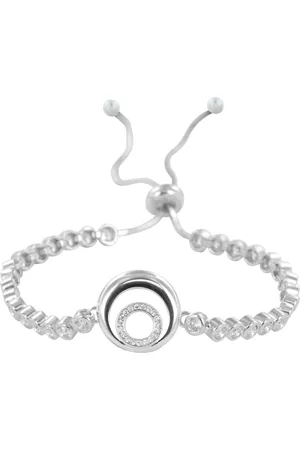 Silventi 9SIL-21303 Zilveren Armband - Dames - Zirkonia - Cirkels - Lengte Verstelbaar - 16 tot 24 cm - Rhodium - Zilver