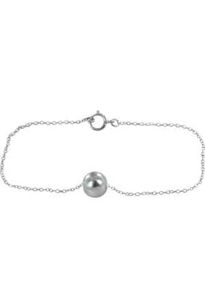 Silventi 910444240 Zilveren Armband - Dames - Parel - 8 mm Doorsnee - Grijs - 18 cm Lengte - Ankerschakel - 1 mm - Zilver