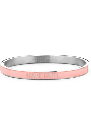 Key Moments 8KM BC0004 Stalen Bangle met Tekst - Have Faith - One-size - / Roze