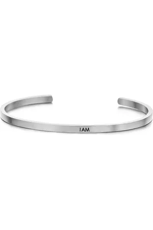 Key Moments 8KM-B00370 - Stalen open bangle met tekst - I am - zirkonia - one-size