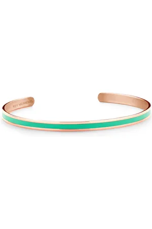Key Moments 8KM B00546 Stalen Open Bangle - One-size (60 x 50 x 4 mm) - Rosékleurig / Mint