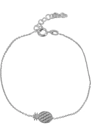 Silventi 9NBSAM-190103 Zilveren Armband - Dames - Bedel - Ananas - 11 x 7 mm - Ankerschakel - 16,5 + 3 cm - 7 mm Dik - Rhodium
