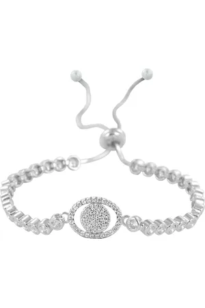 Silventi 9SIL-21300 Zilveren Armband - Dames - Zirkonia - Ovaal met Rondje - Lengte Verstelbaar - 16 tot 24 cm - Rhodium - Zilver