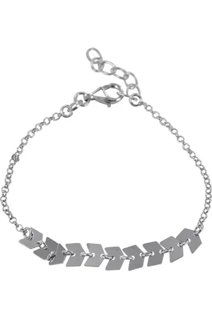 Silventi 9NBSAM-190113 Zilveren Armband - Dames - Pijlen - 6 mm Breed - Jasseron - 1 mm Dik - 16,5 + 3 cm - 7 mm Dik - Rhodium
