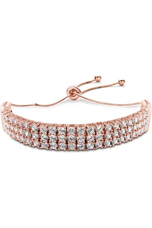 Silventi New Bling 910481930 Zilveren armband - Drie banen zirkonia - Lengte 10 + 15 cm - Roségoudkleurig