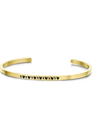 Key Moments 8KM-B00389 - Stalen open bangle met tekst - XXXXXXX - heart - zirkonia - one-size