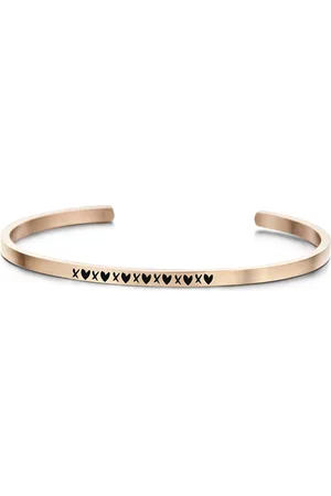 Key Moments 8KM-B00390 - Stalen open bangle met tekst - XXXXXXX - heart - zirkonia - one-size