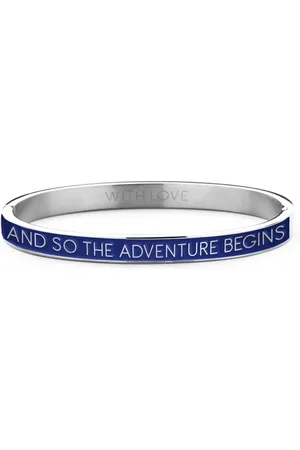 Key Moments 8KM BC0005 Stalen Bangle met Tekst - And So The Adventure Begins - One-size - / Donkerblauw